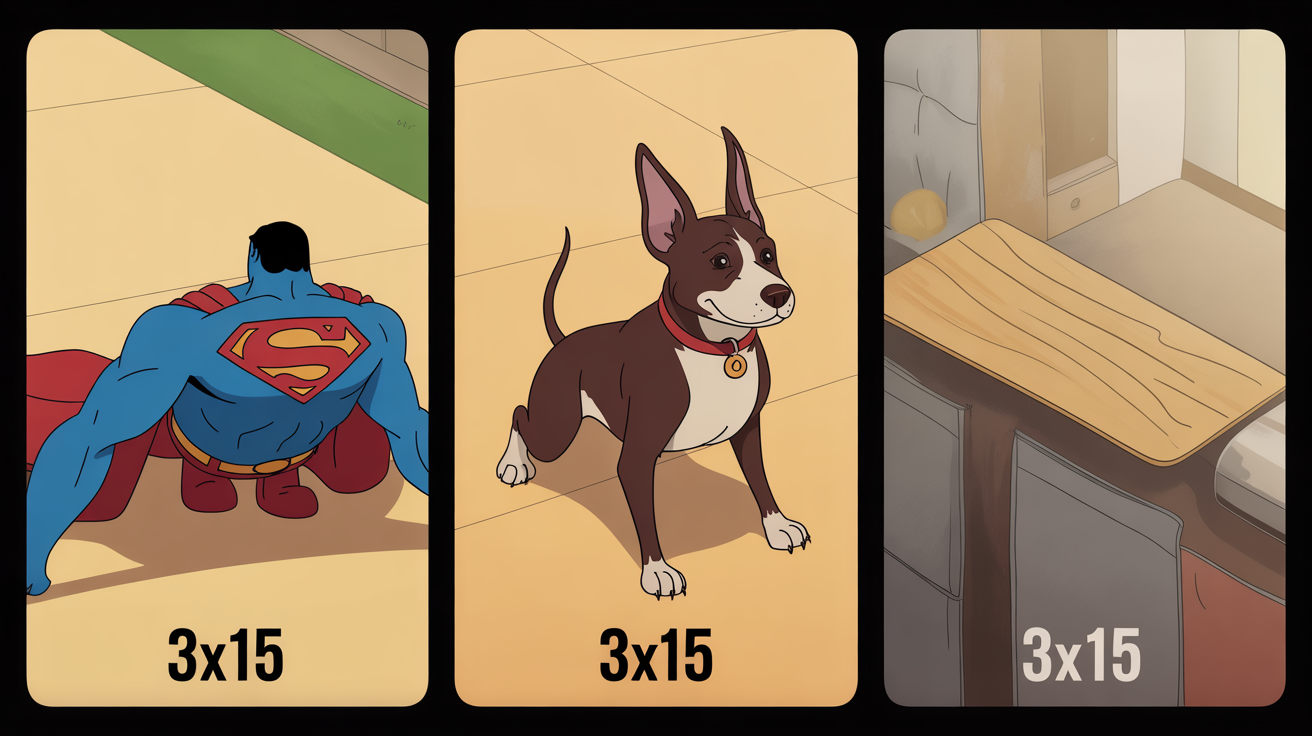 Vignettes exercices dos sans matériel superman bird-dog planche