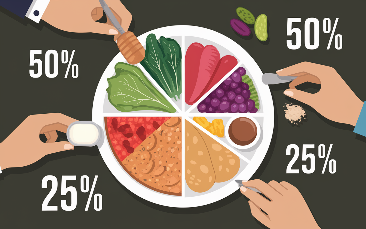 Assiette 50% légumes rééquilibrage alimentaire