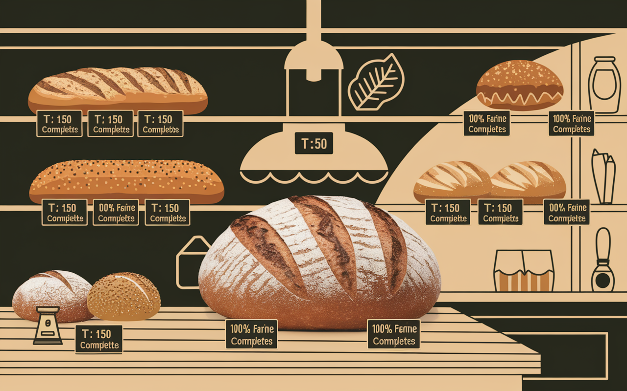 Pain complet artisanal bio T150 ingredients sains