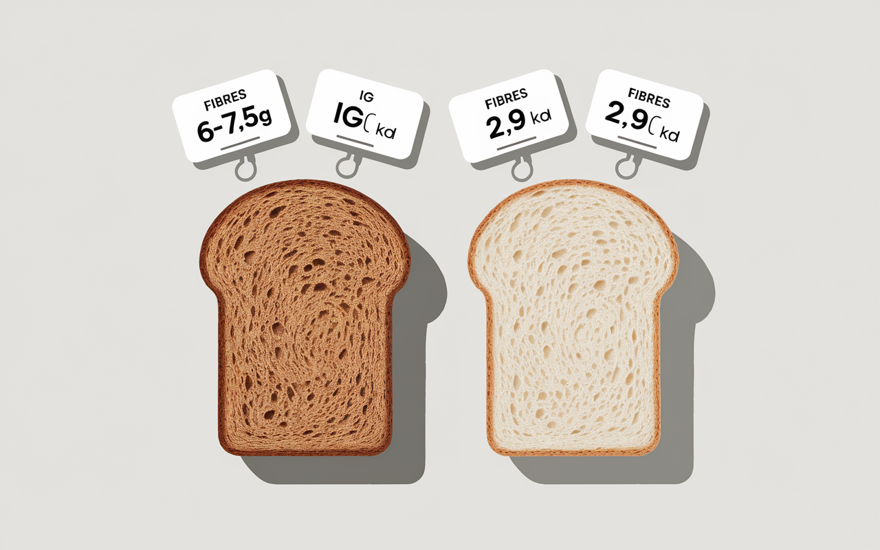 Pain complet vs pain blanc IG fibres calories