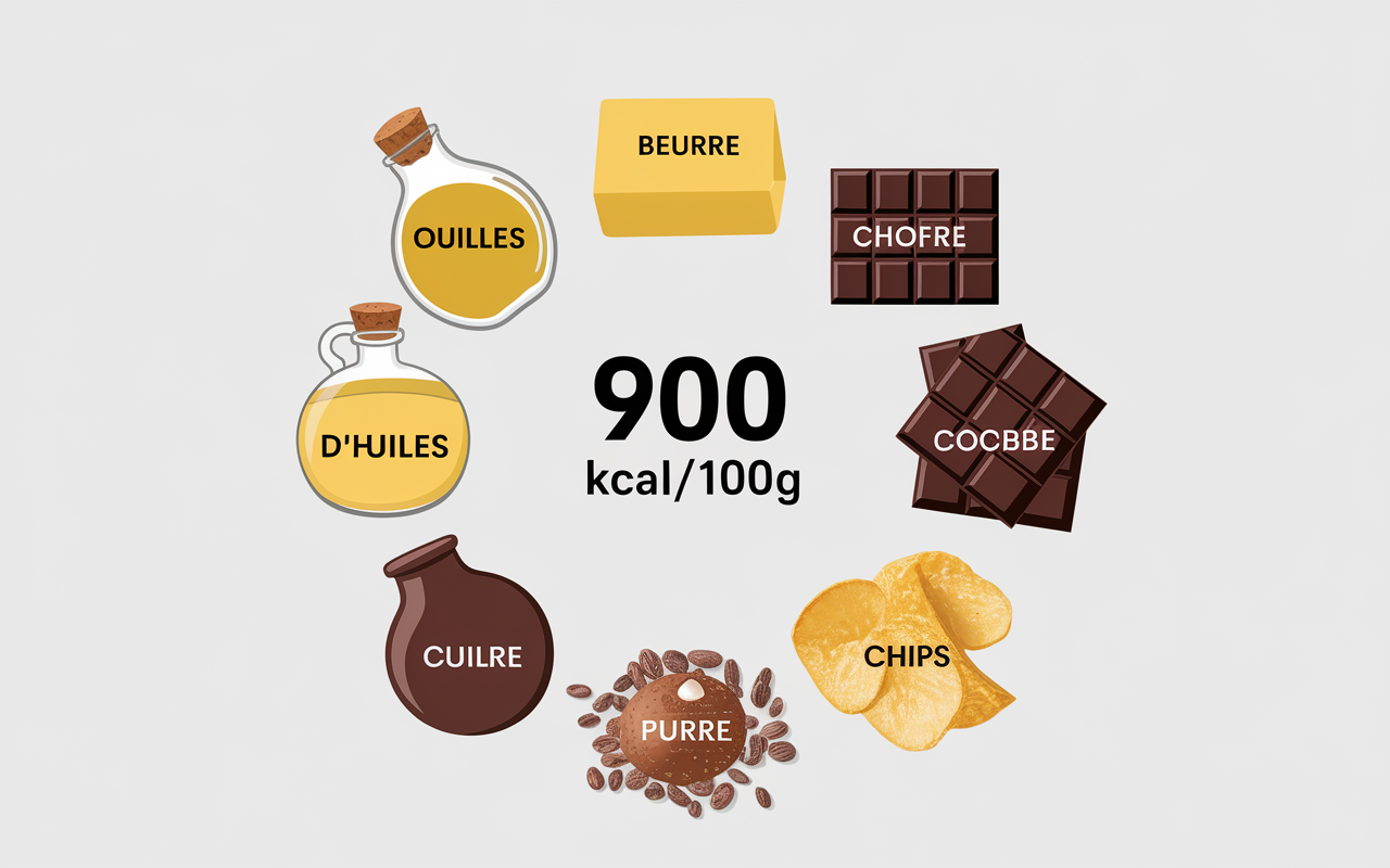 huile noix chocolat chips classement aliments caloriques