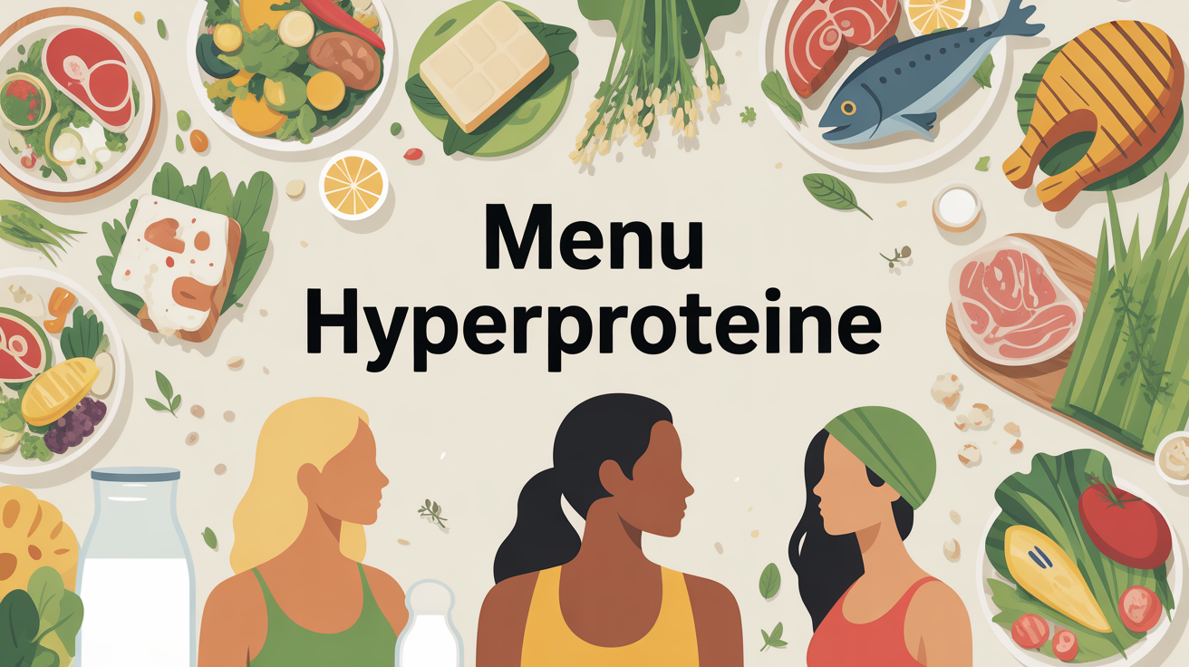 Table saine plats riches en protéines menu hyperprotéiné