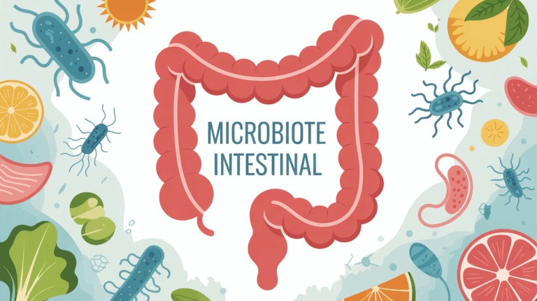 illustration du microbiote intestinal sain symboles energie