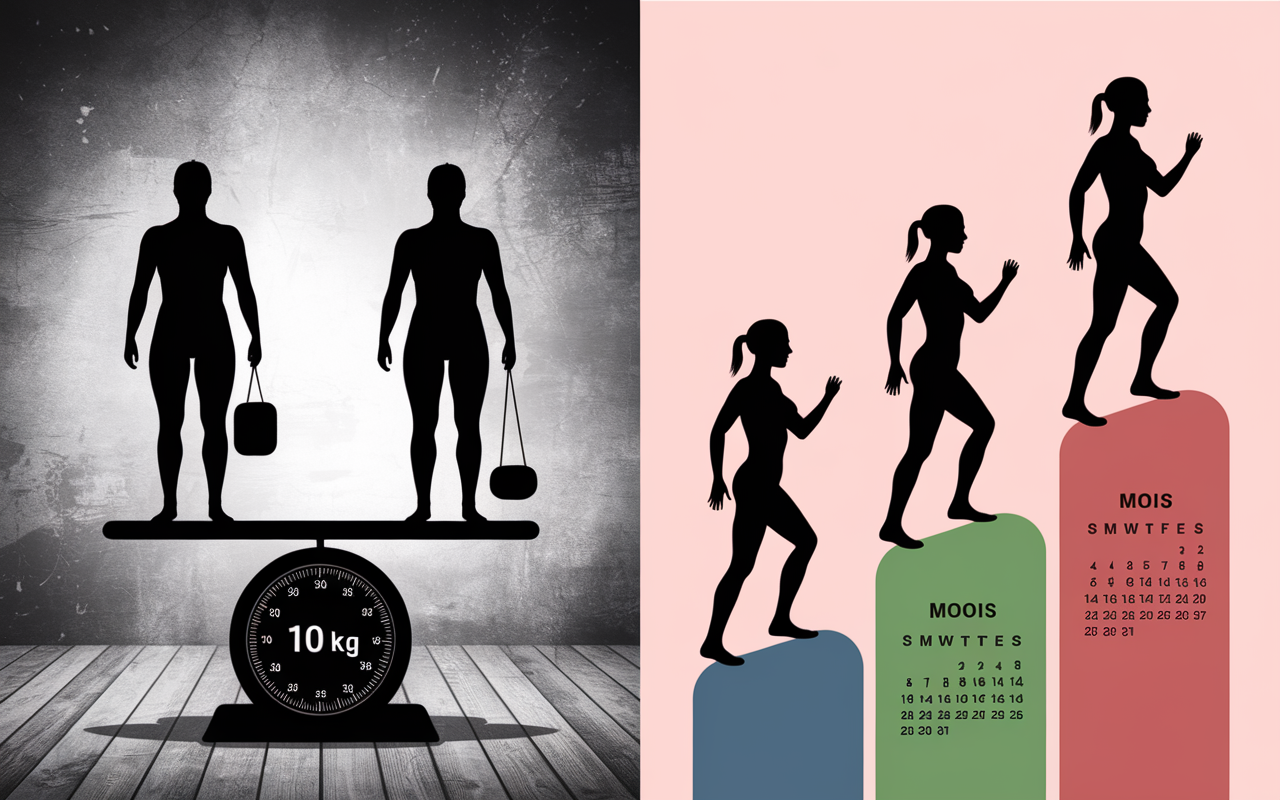 Perdre 10 kilos balance silhouettes progression calendrier