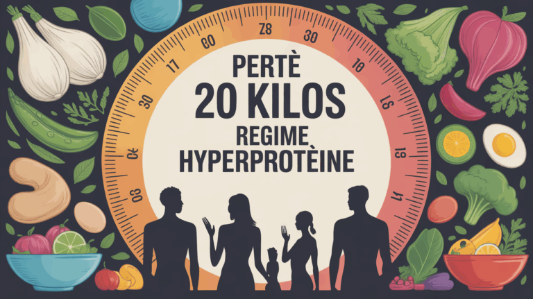 Silhouettes regime hyperproteine autour assiette equilibree perte 20 kilos