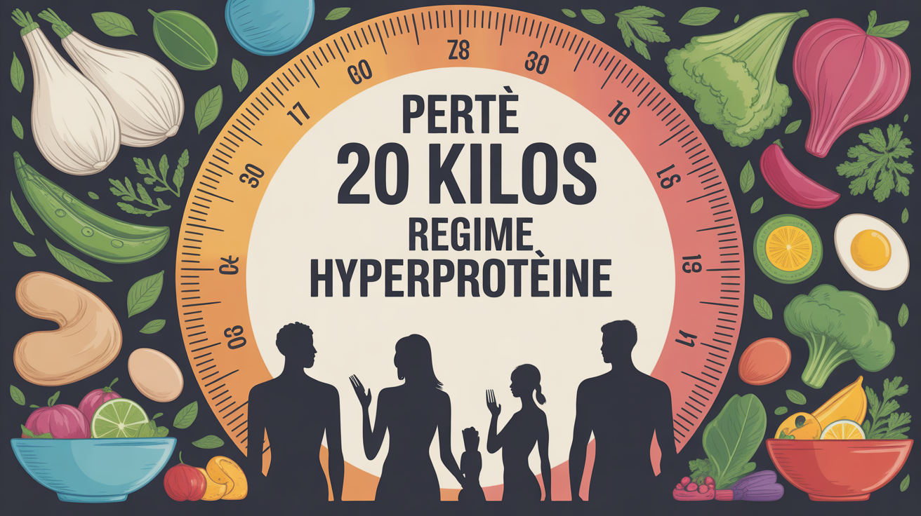 Silhouettes regime hyperproteine autour assiette equilibree perte 20 kilos