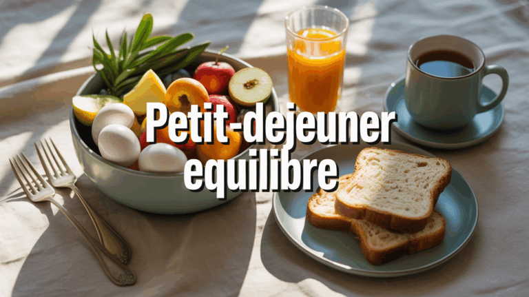 Petit-dejeuner equilibre bol avoine fruits oeufs pain complet