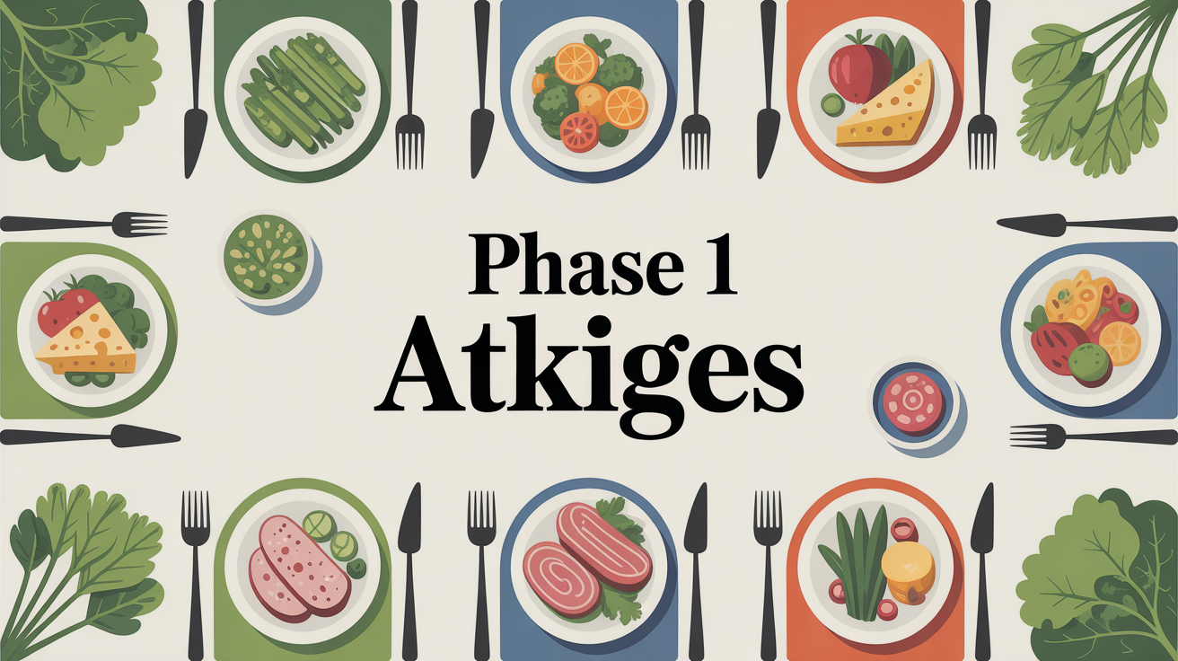 plan de table stylisé avec assiettes saines phase 1 Atkins