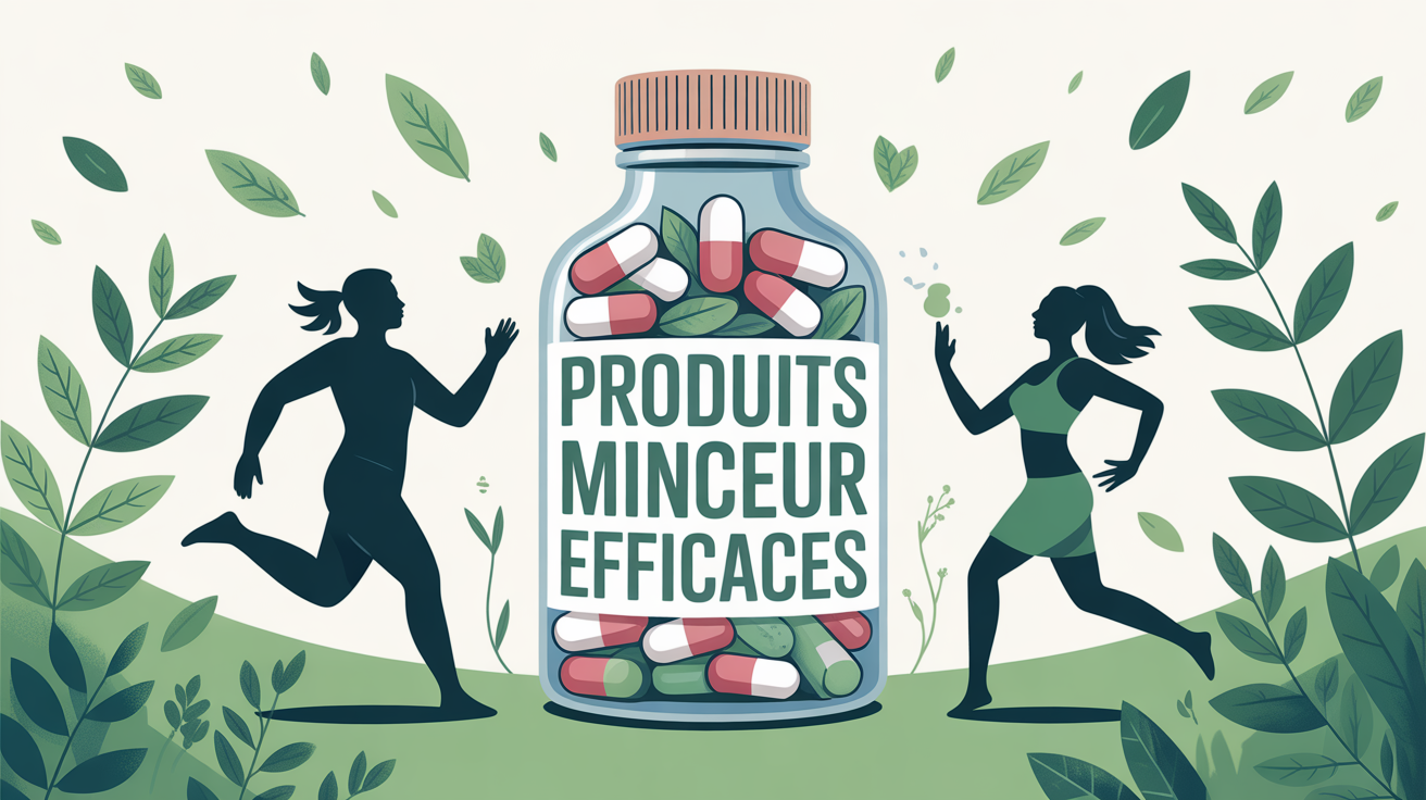 illustration stylisee produits minceur efficaces flacon gelules bien etre