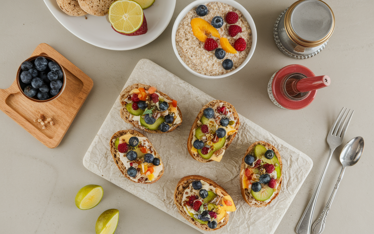 Petit-dejeuner equilibre overnight oats tartines bocaux