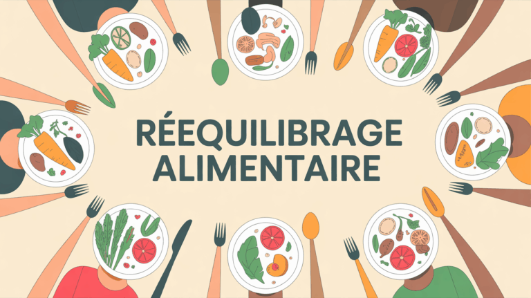 Vue table assiette équilibrée rééquilibrage alimentaire