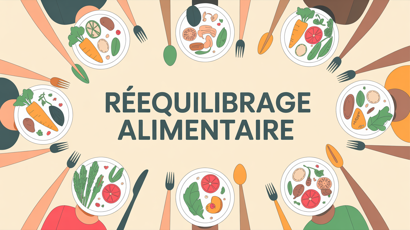 Vue table assiette équilibrée rééquilibrage alimentaire