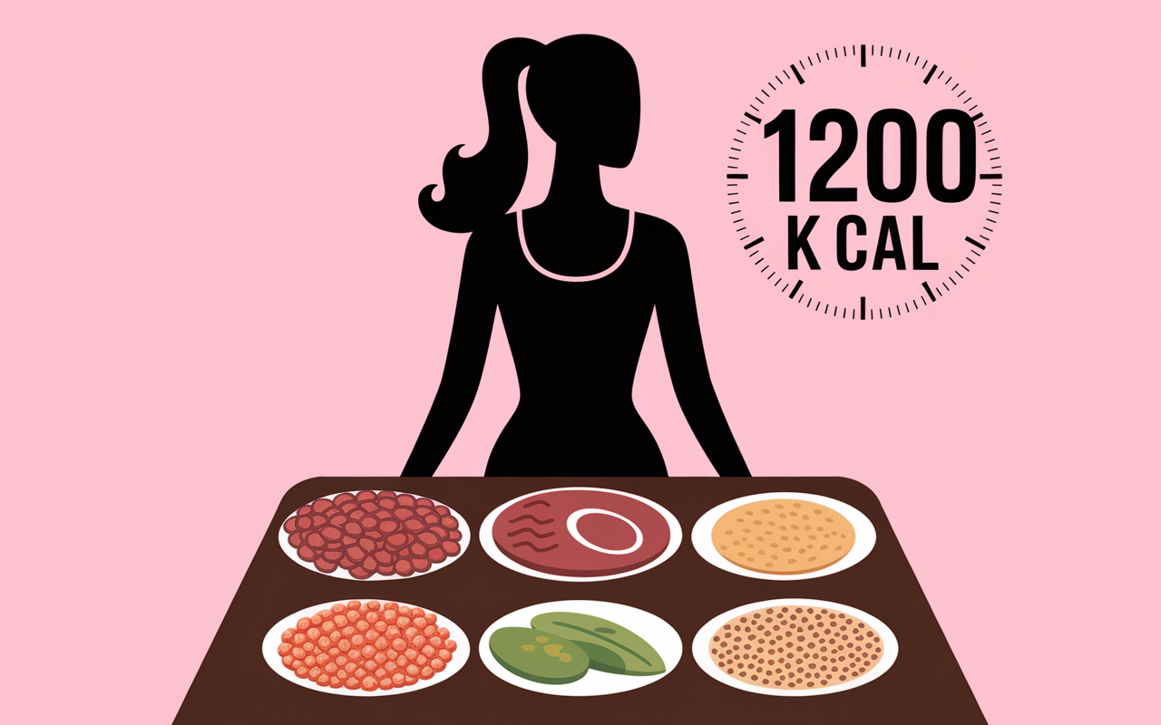 silhouette femme aliments regime 1200 calories