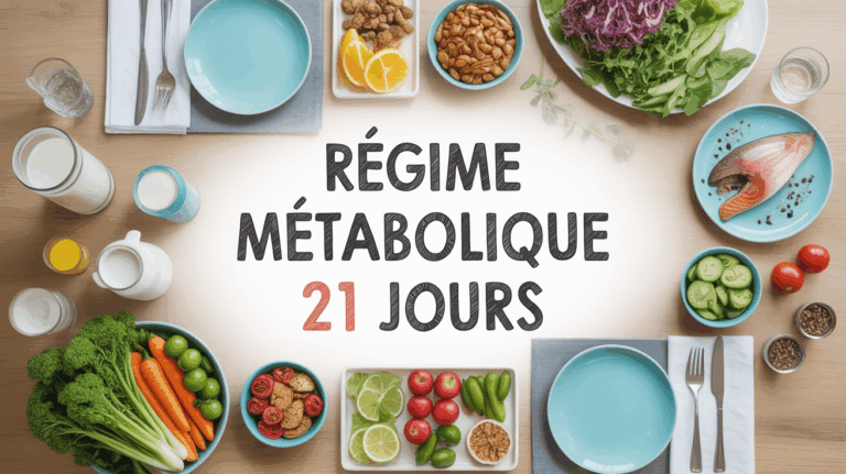 Plateau repas du regime metabolique 21 jours avec legumes, poisson et balance