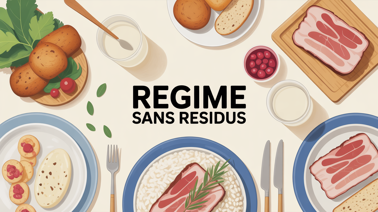 table regime sans residus riz jambon yaourt