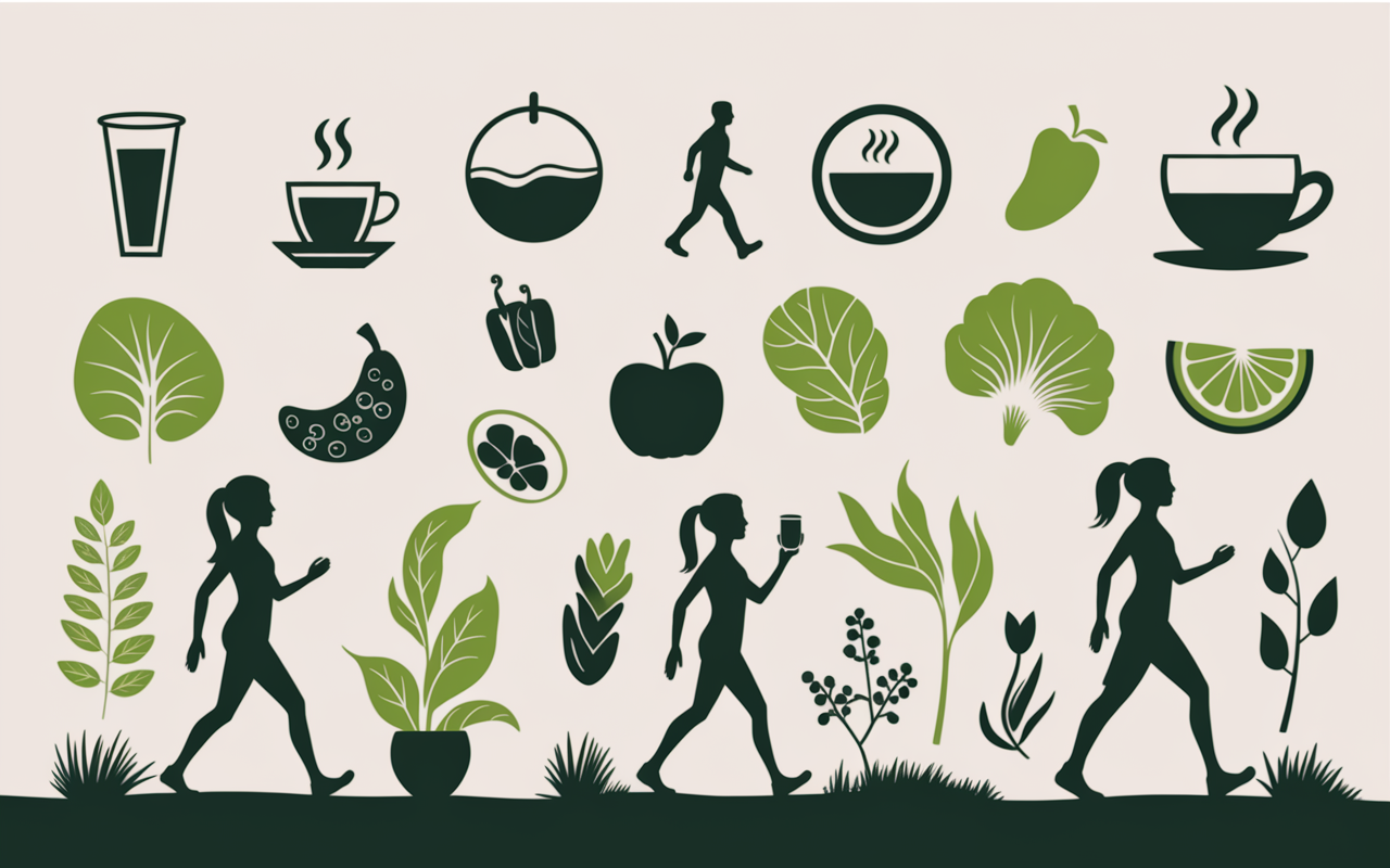 routine ventre plat calendrier marche legume tisane