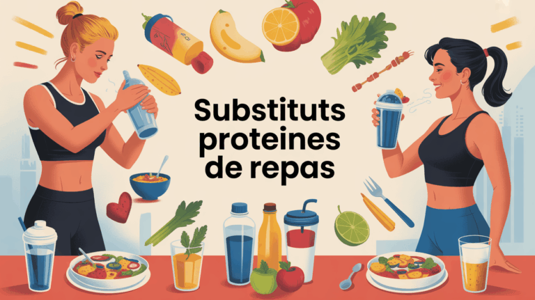 Scène dynamique substituts protéines de repas shake barre soupe table saine