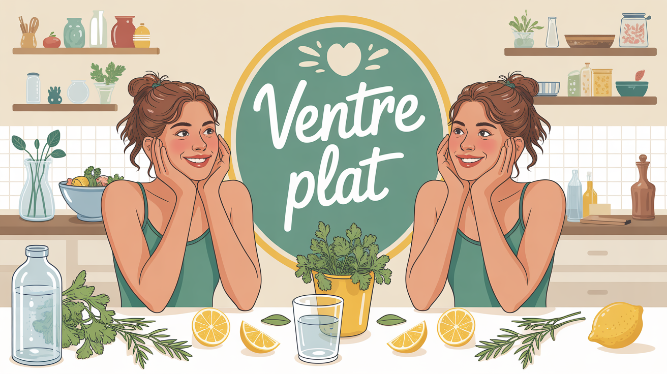 ventre plat femme miroir cuisine citron eau
