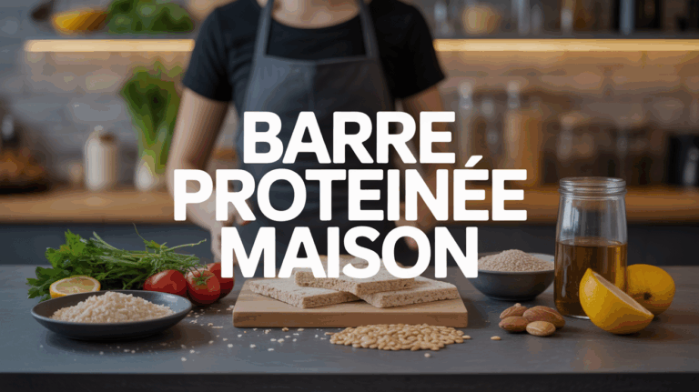 barre proteinee maison sur plateau ambiance saine