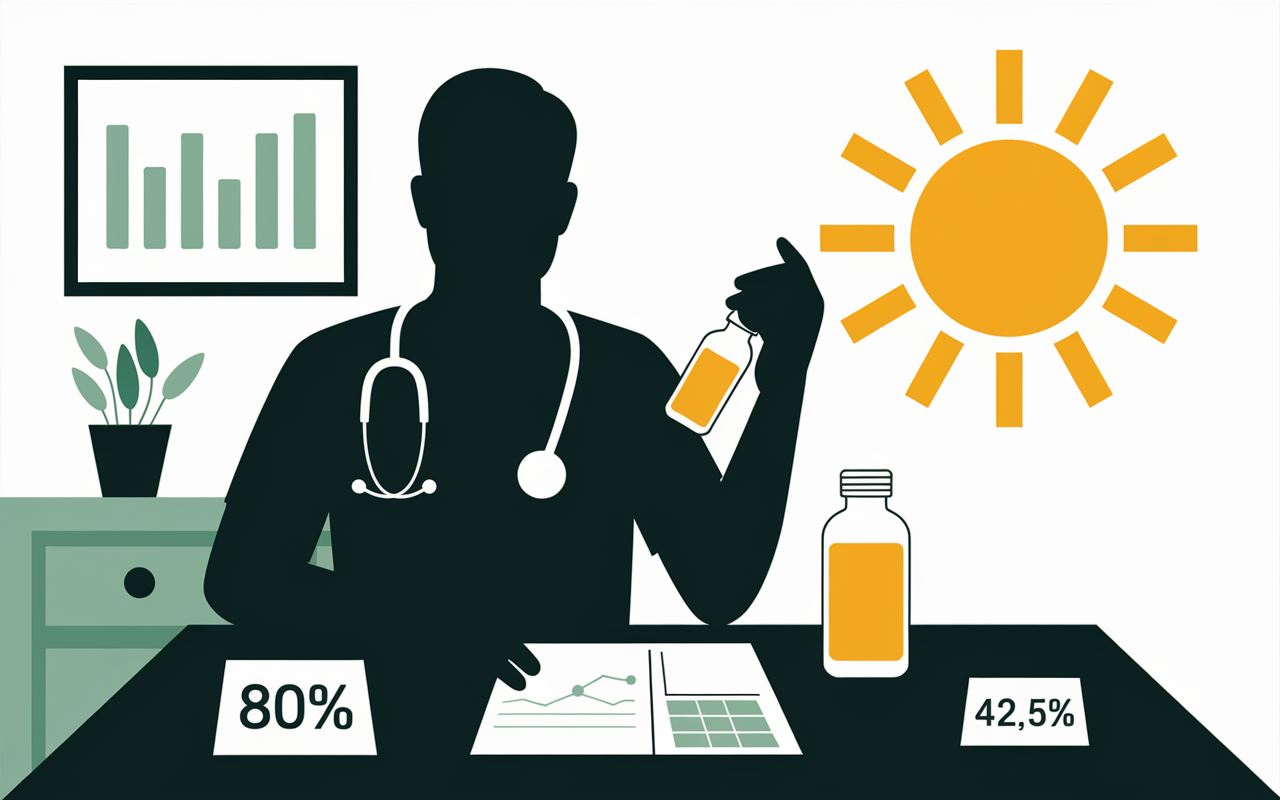Adulte hésitant flacon vitamine D et statistiques