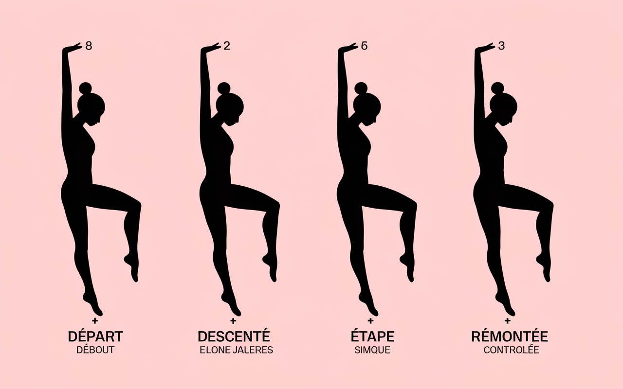 Etapes souleve de terre jambes tendues haltères posture correcte