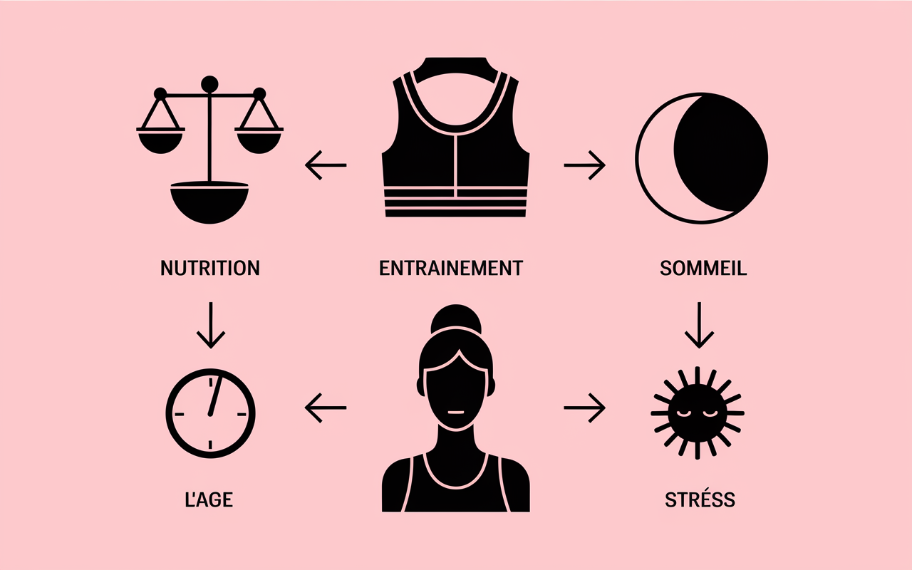 Infographie nutrition entrainement sommeil transformation femme body sculpt