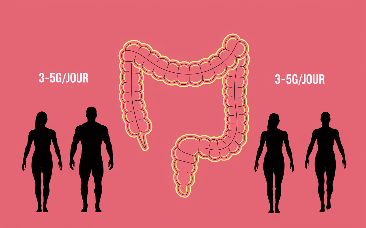 Schéma effet L-glutamine intestins 3-5g/jour