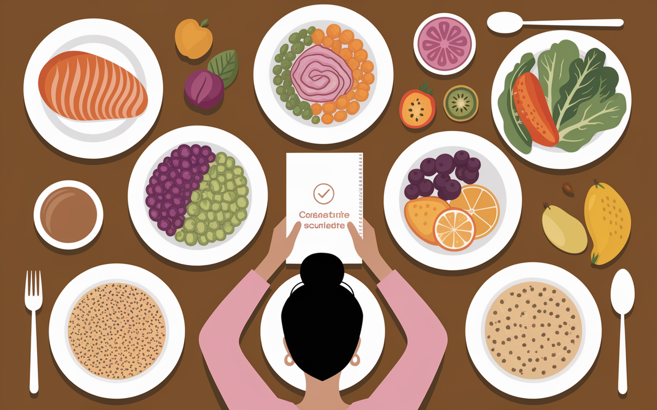 Assiettes menu 1200 calories femme suivi carnet
