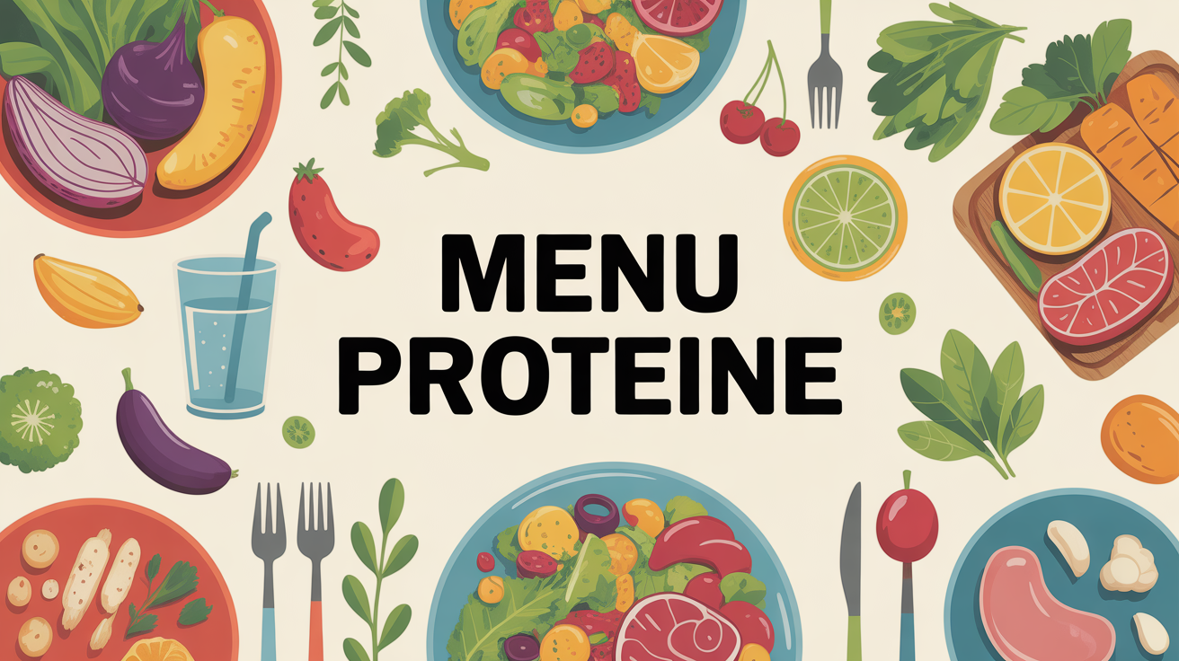assiette et menu proteine repas equilibre