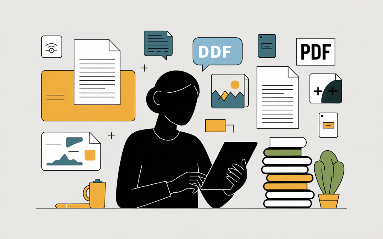 Silhouette tablette avec haltère et visuel PDF