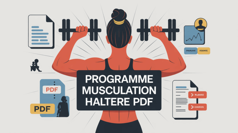 Vue stylisée musculation haltère et icones PDF