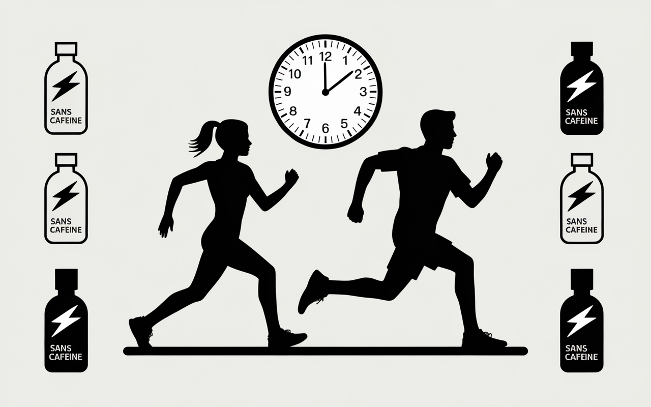 booster sans cafeine silhouettes sportives horloge 21h