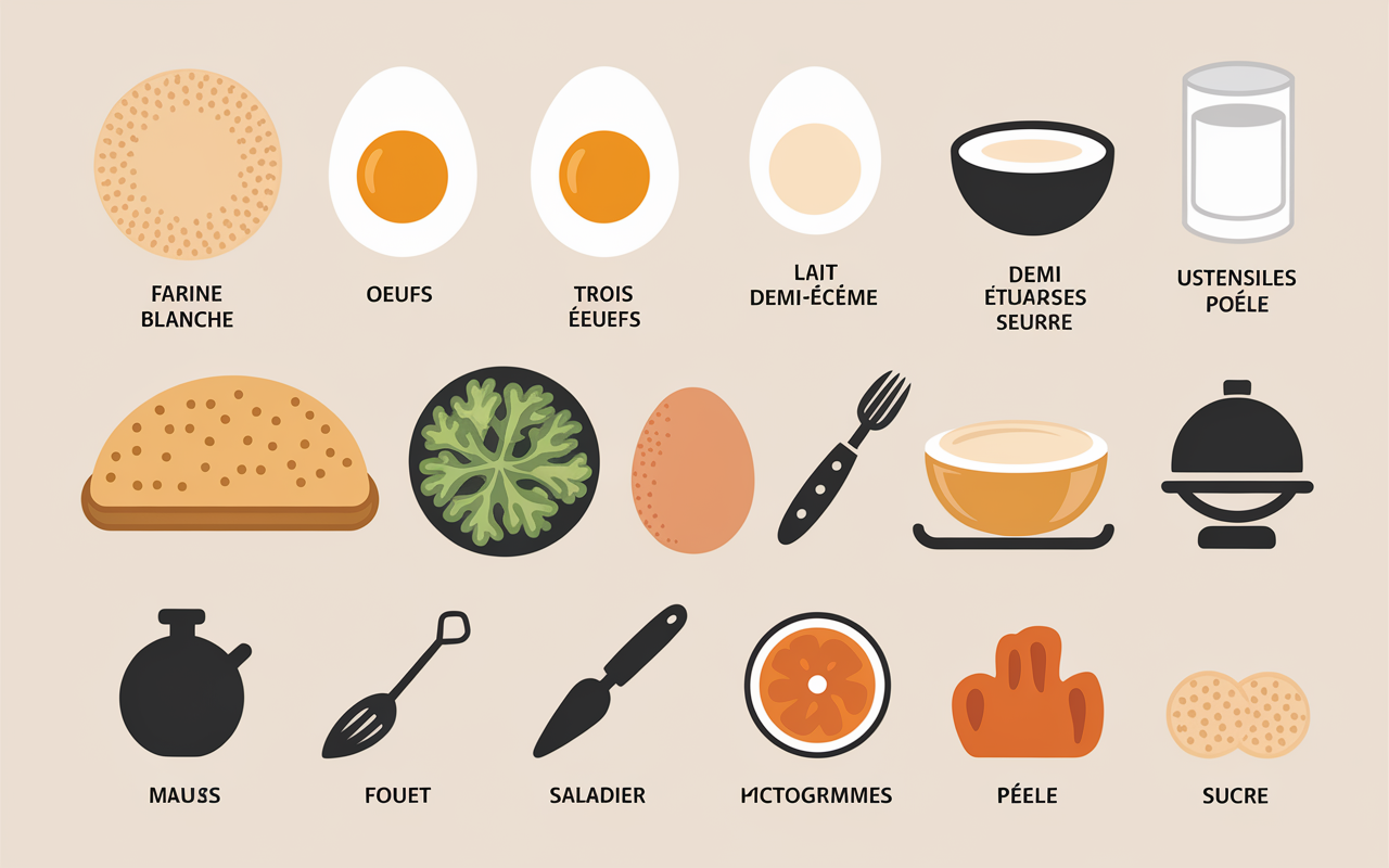 Ingredients et etapes crepes sans residus
