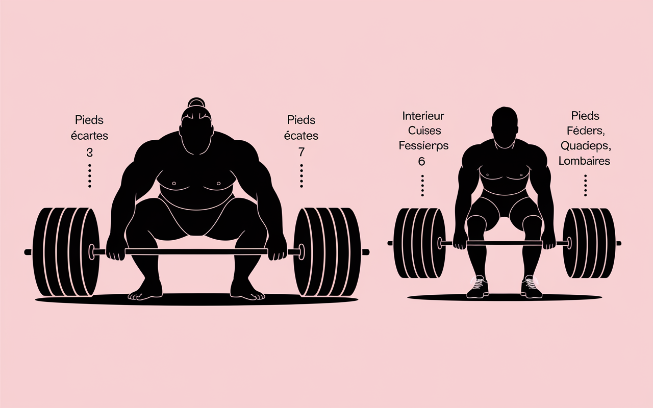 souleve de terre sumo classique comparatif ecartement muscles
