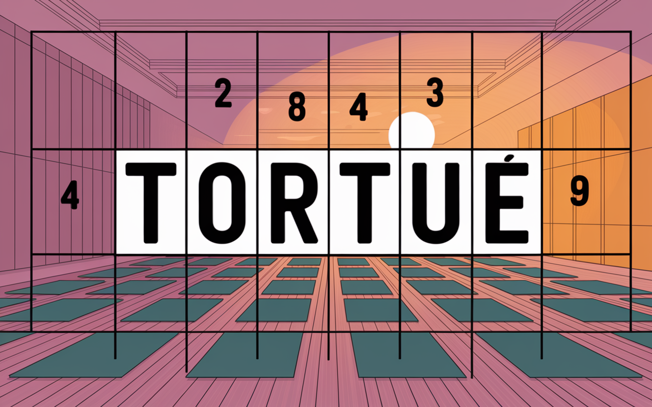 Case mots croises tortue sur tapis de yoga