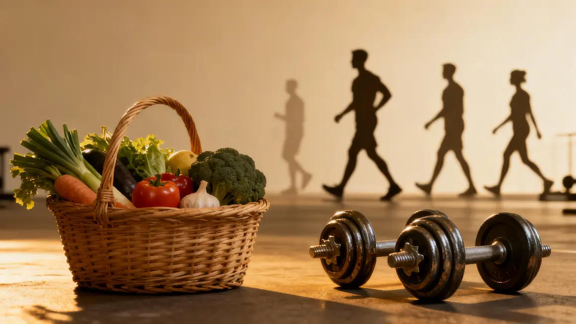 Balance équilibre légumes haltères perte de poids
