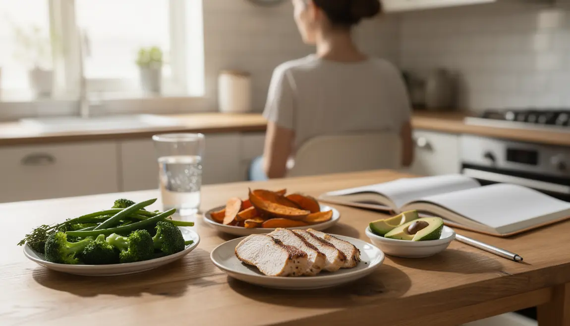 Assiette saine pour perdre du poids rapidement, femme motivée