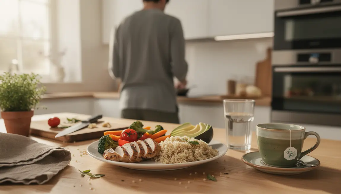 Préparation d'une assiette healthy pour perdre du poids naturellement