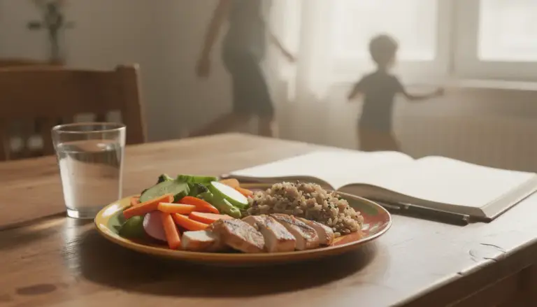 table assiette coloree legumes proteines cereales famille suivi