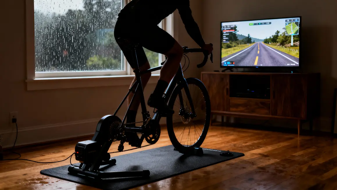 cycling depuis chez soi avec home trainer connecté, écran virtuel