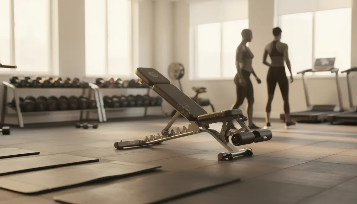 Banc pour lombaires réglable utilisé en salle de sport lumineuse