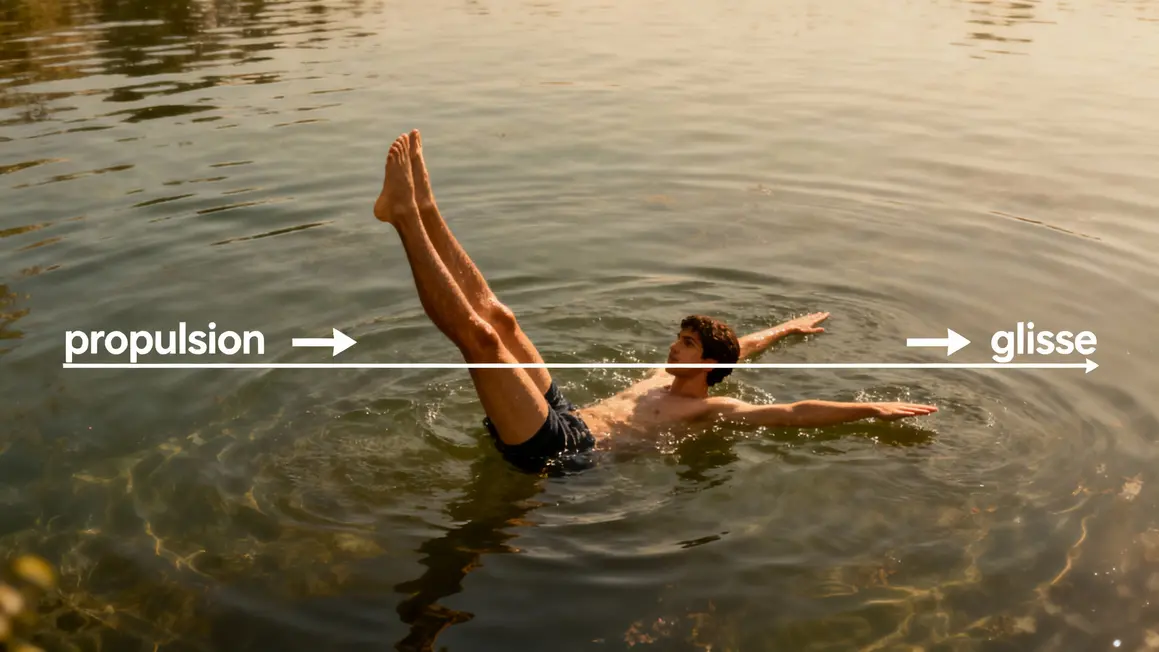 Schéma brasse ciseau propulsion glisse piscine