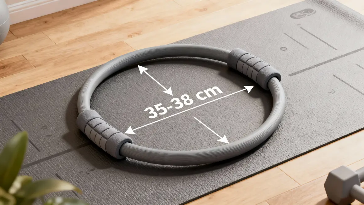 Anneau de Pilates sur tapis, diamètre et poignées