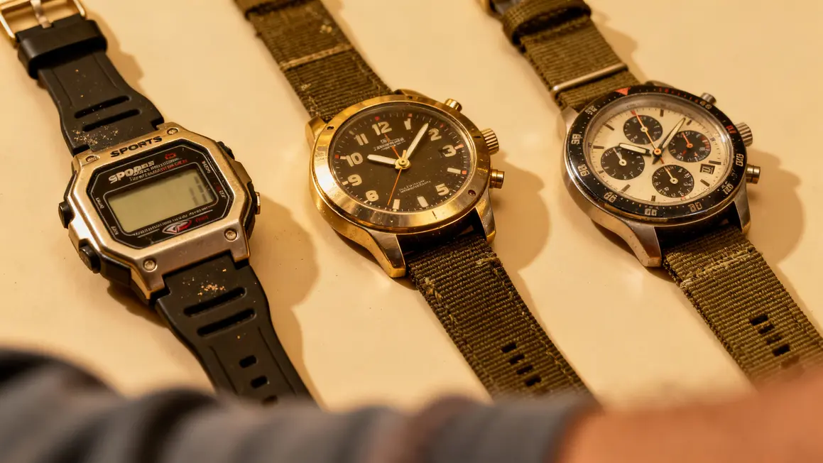 Trois chronomètres sportifs digital analogique multifonction