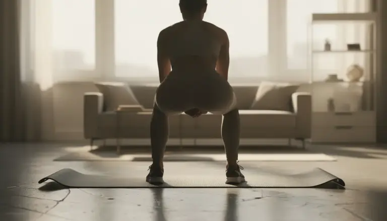 femme squat salon exercice renforcement cuisses