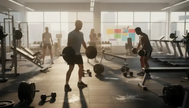 Salle de sport prise de masse ambiance dynamique