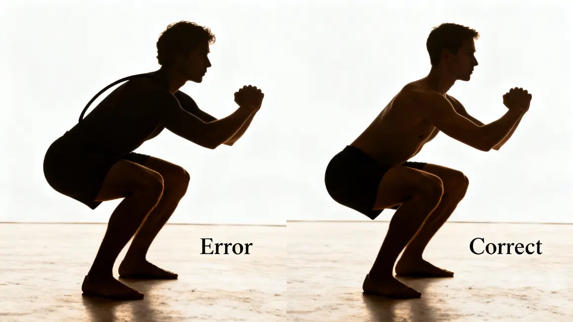 squat posture dos neutre genoux alignes