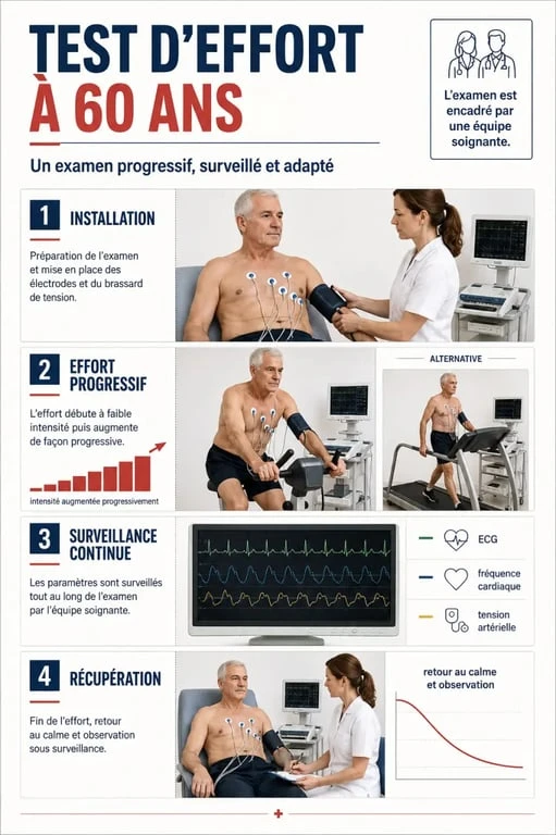 Test d’effort à 60 ans : déroulement de l’examen et surveillance cardiaque