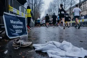 Marathon Valence 2024 resultat, chaussures et panneau de départ