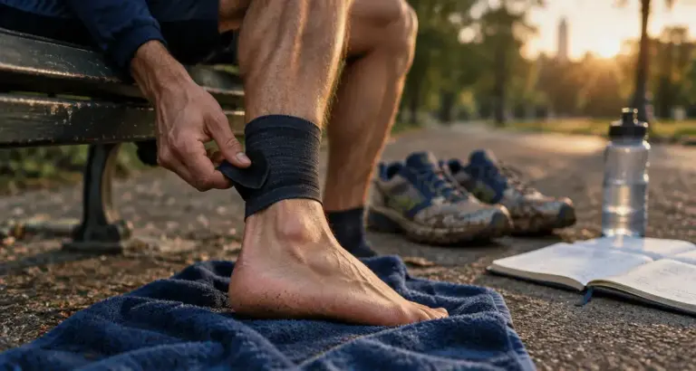 Peut on courir avec une tendinite au tendon d achille : coureur au repos et strap de compression